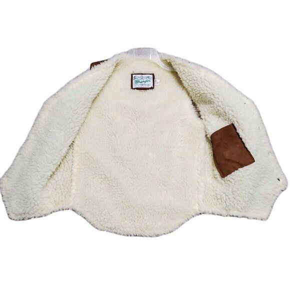 Wrangler Mens Sz Small Leather Sherpa Lined Vest Western Distressed - Picture 6 of 6